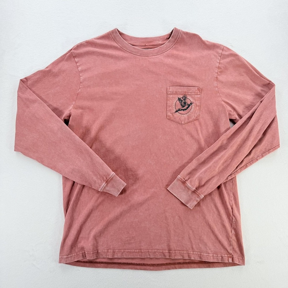 Southern Shirt Shirt Mens Large Pink Hunting Dog Long Sleeve Pocket Graphic Tee